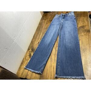 BCBG Generation High Rise Wide Leg Jeans Womens Size 3/26 Raw Hem